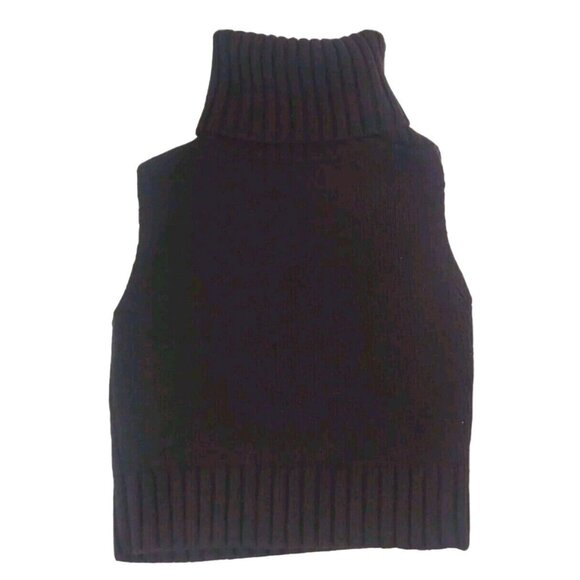 Theory 100% Wool Brown Knit Cropped Turtleneck Sweater Vest Minimalist - Size S - Picture 2 of 8